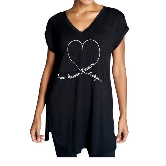 Dubgee by Whoopi Women's Over Sized Black Heart Tee Shirt NWT 2X - Picture 1 of 6